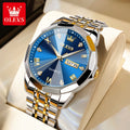 OLEVS 9931 Men's Quartz Watch — Rhombus Bezel, Roman Numeral, Date & Week, Luminous - Zenflow Active