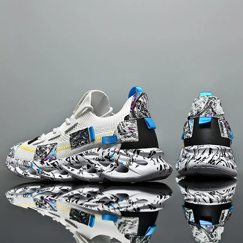 Men's Flyknit Casual Sneakers | Breathable Lightweight Lace-Up Trainers for Everyday Wear - Zenflow Active