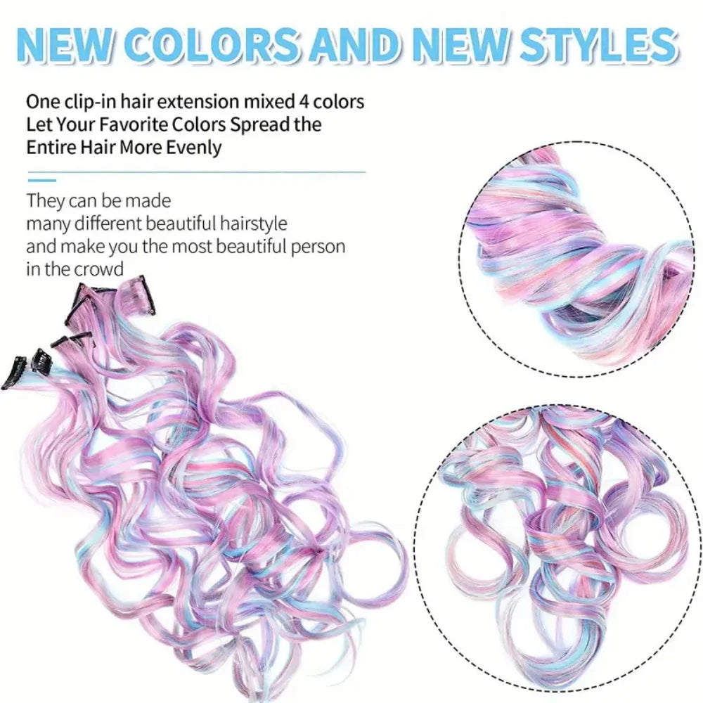 3/5/8/10pcs Set,Hair Extensions for Women 22" Curly Synthetic Hair, Perfect for Christmas Gift & Halloween Parties - Zenflow Active
