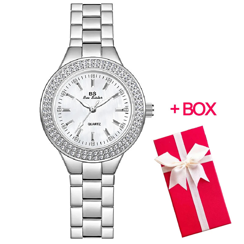 Women's Crystal Diamond Dress Watch — Quartz, Stainless Steel, Waterproof, 12 Styles - Zenflow Active