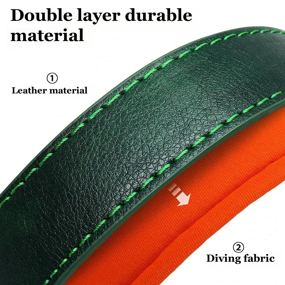 Soft Padded Leather Dog Collar | Personalised Engraved Nameplate & Custom ID Tag - Zenflow Active
