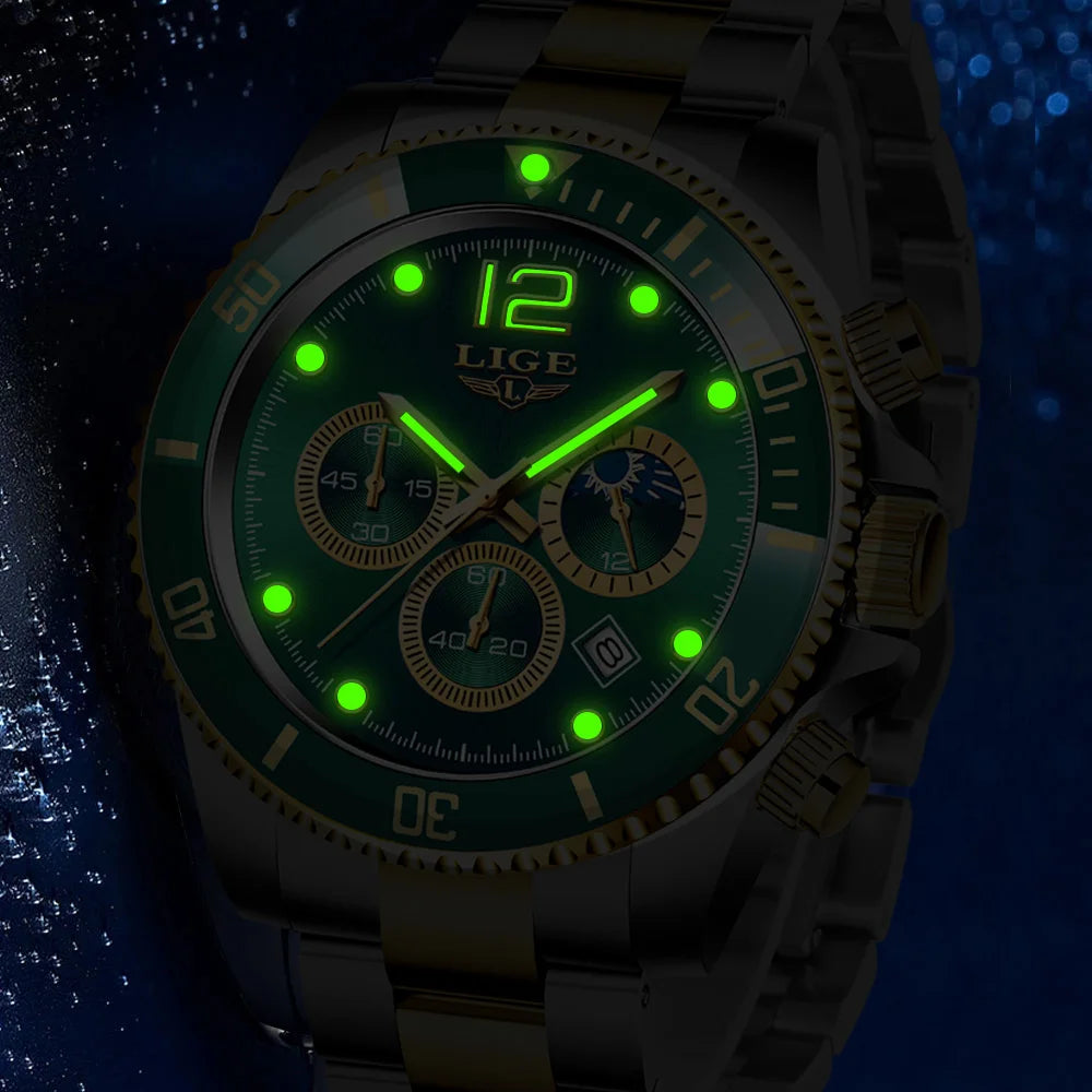 Men's LIGE Top Brand Luxury Watch Waterproof, Sports, Stainless, Chronograph, Quartz Wristwatch Relogio Masculino - Zenflow Active