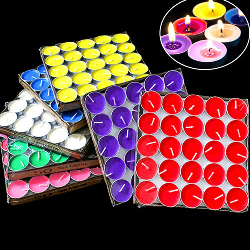 50 Smokeless Coloured Small Round Candles - Zenflow Active