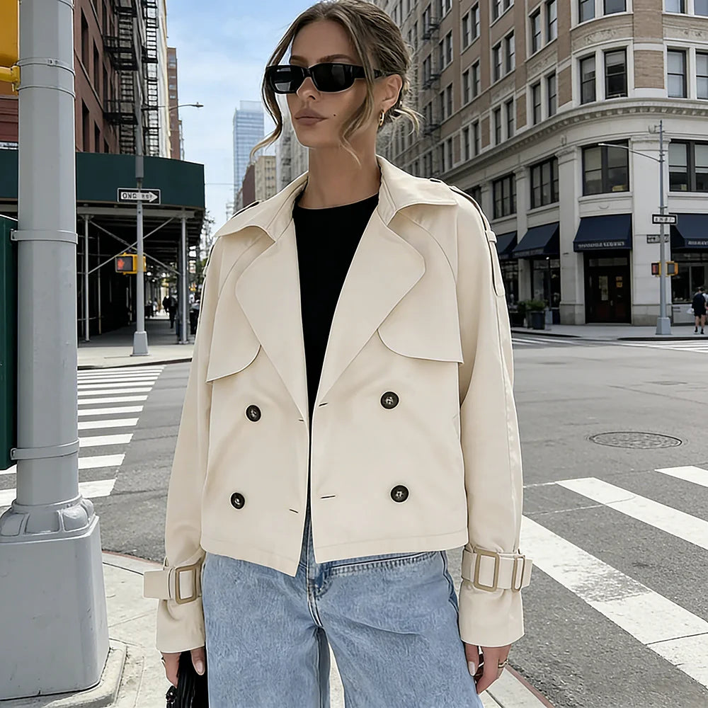 Women's Lightweight Double-Breasted Trench Coat Zenflow Active