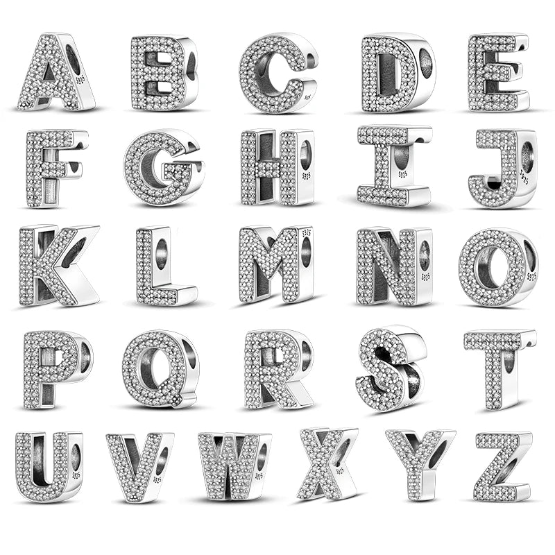 Charms Fit Original Bracelet A-Z Alphabet Charms Beads 925 Sterling Silver 26 Letters Charm for Women Girl DIY Fine Jewelry Gift - Zenflow Active