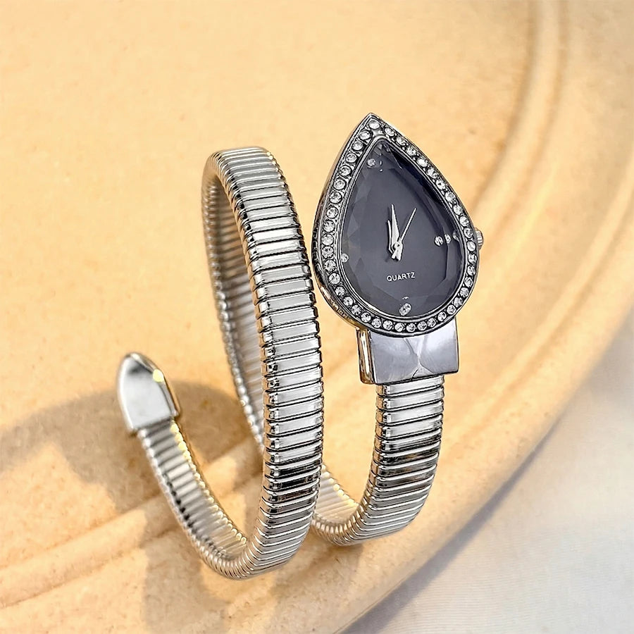 Elegant Ladies' Water - Drop Headed Watch with Snake - shaped Band - Zenflow Active
