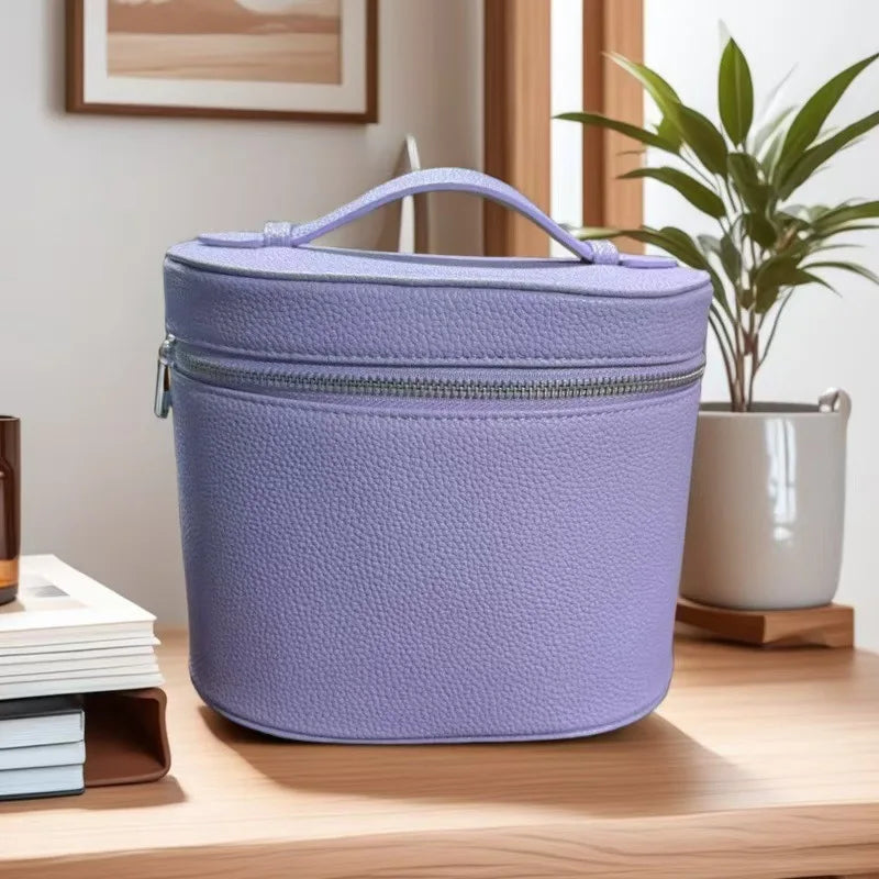 Large Capacity PU Leather Makeup Barrel Bag — Travel Organiser - Zenflow Active