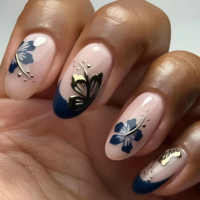 French Almond Press-On Nails – Minimalist Style | 24 Pairs - Zenflow Active