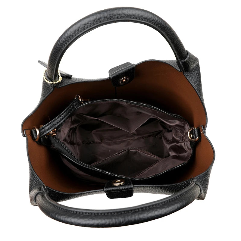 New Trendy Casual Soft PU Women's Handbags Solid Color Large Capacity Female Shoulder Bags Retro Tote Bags For Commute Shopping - Zenflow Active