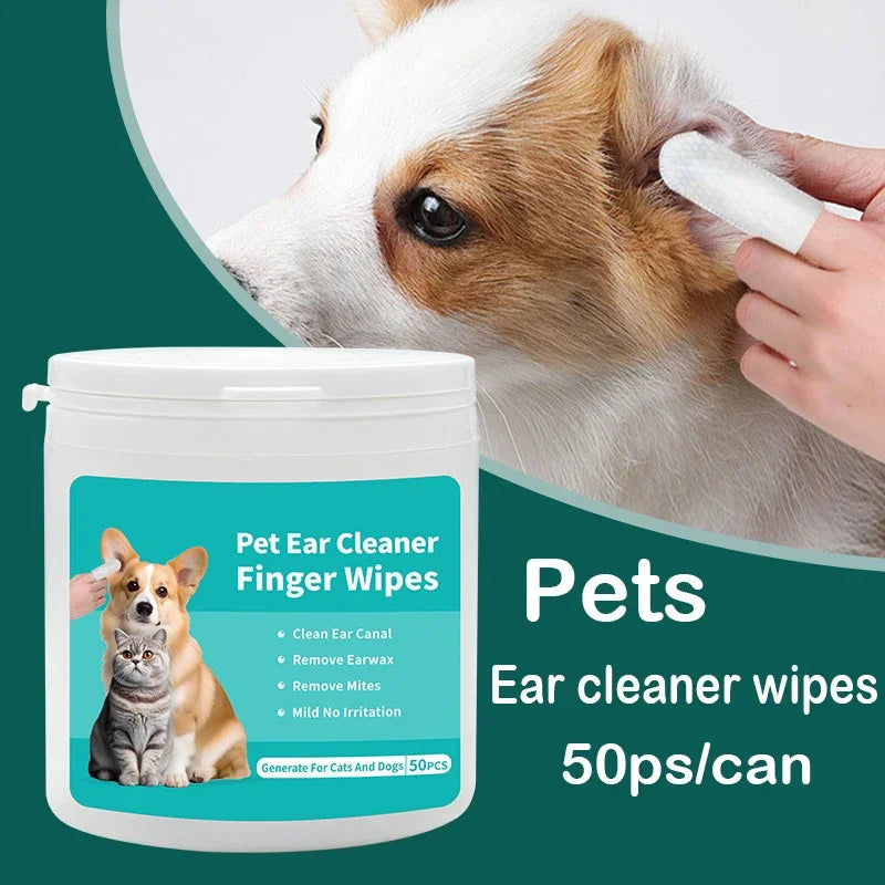 Pet Ear Cleaning Wipes | 50-Pack Fingertip Wipes for Cats & Dogs - Zenflow Active