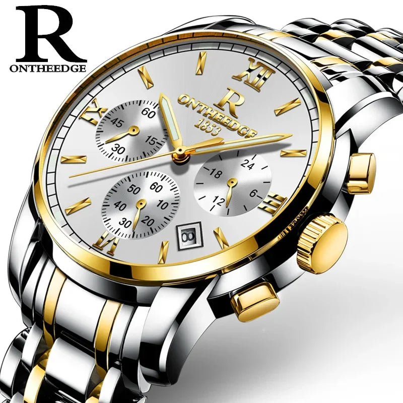 Men's Watch Business Quartz, All Steel Blue Face, Waterproof Chronograph Relogio Masculino - Zenflow Active