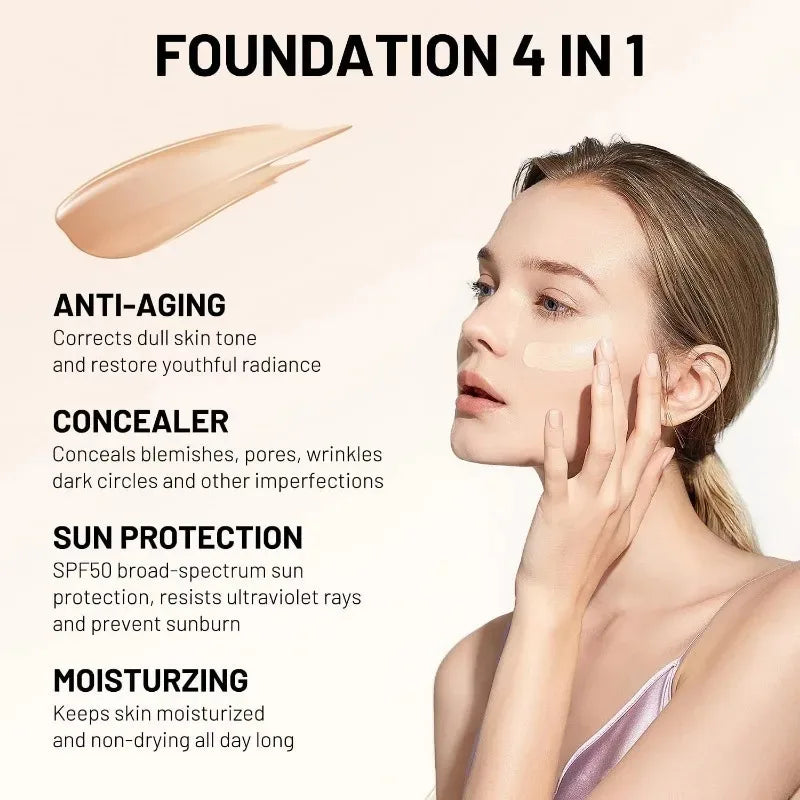 4 in 1 Foundation Liquid Hydrating Concealer SPF 50, Waterproof - Zenflow Active