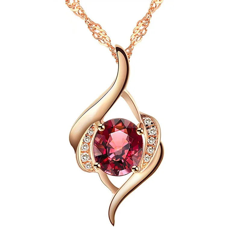HuiSept Elegant 925 Silver Jewelry Necklace with Ruby Zircon Gemstones Pendant Ornaments Gifts for Women Wedding Party Wholesale - Zenflow Active