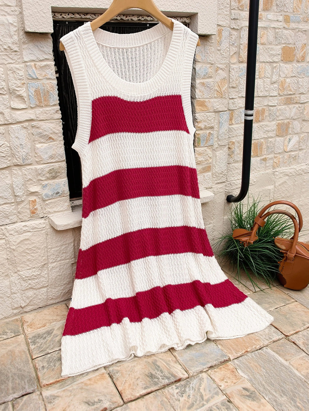Striped Knit Sweater Dress - Zenflow Active