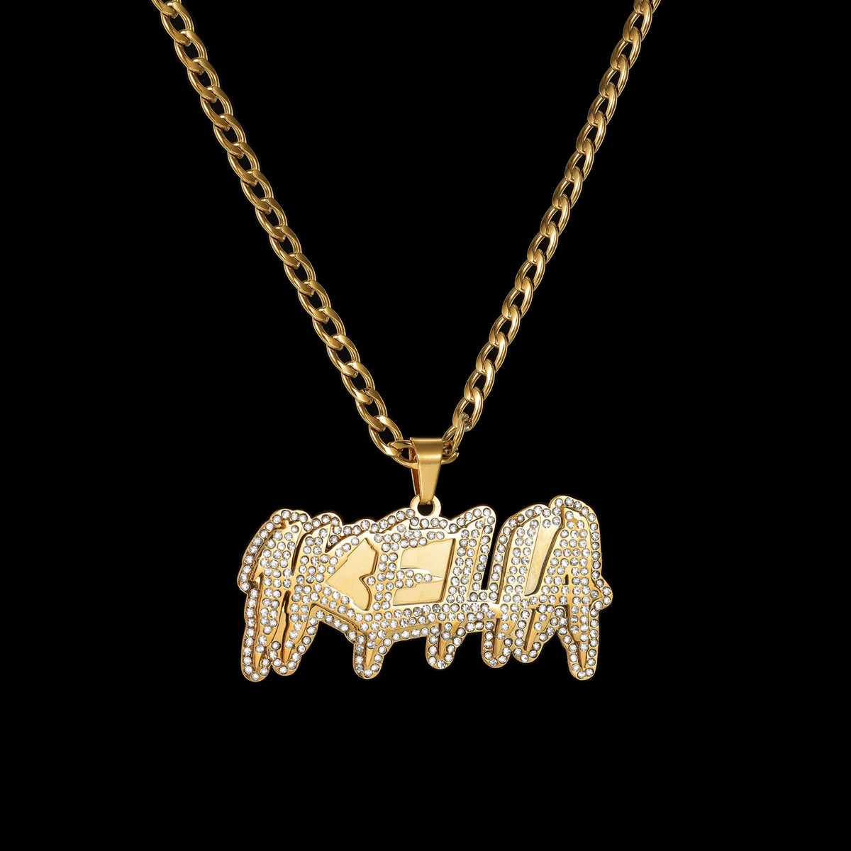 Atoztide Personalized Name Necklace 2-Side Welding Zircon Pendant Stainless Steel Chain - Zenflow Active