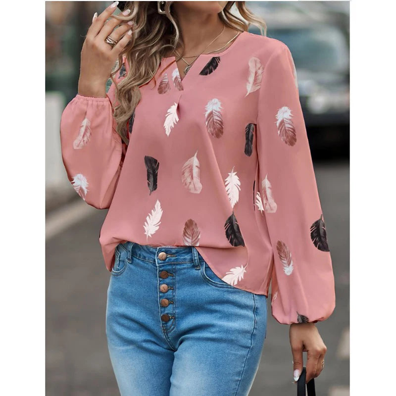 Women's Chiffon Puff Sleeve Blouse | Elegant Printed Top - Zenflow Active