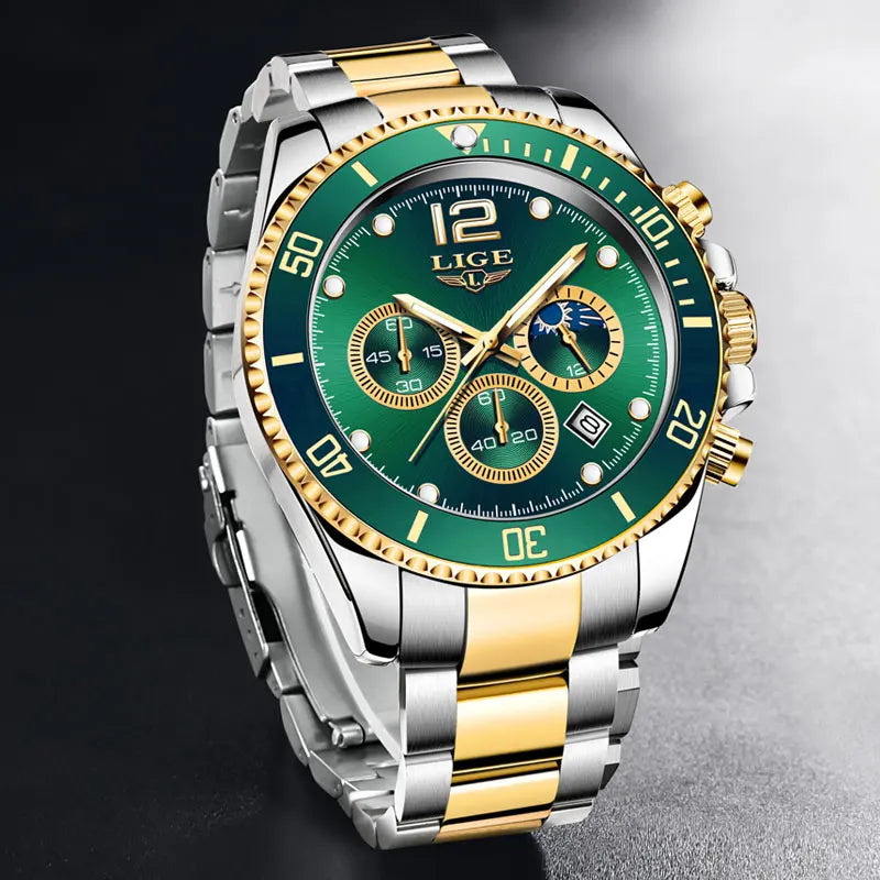 Men's LIGE Top Brand Luxury Watch Waterproof, Sports, Stainless, Chronograph, Quartz Wristwatch Relogio Masculino - Zenflow Active