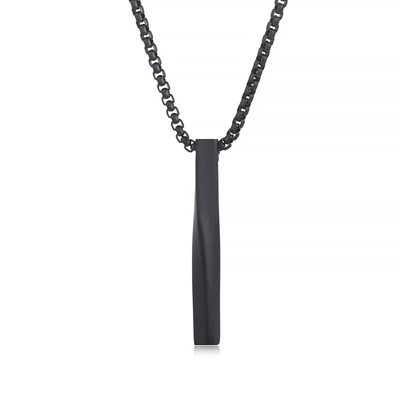 Men's Jewellery Rectangle Pendant Necklace Width 3mm Stainless Steel Handmade - Zenflow Active