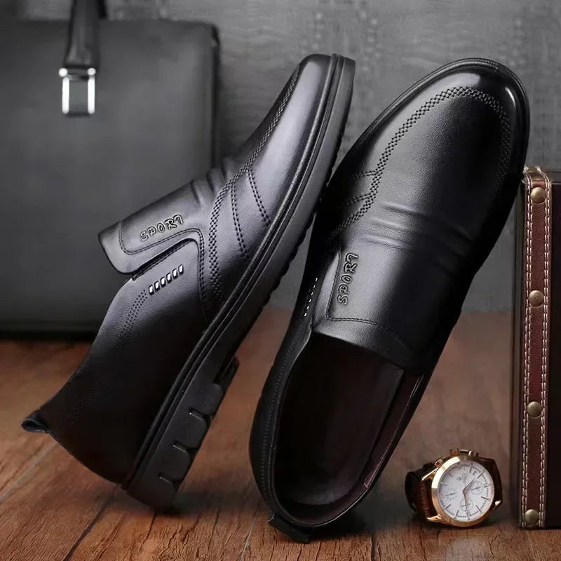 Men's Leather Slip-On Loafers | Soft Sole Anti-Slip Breathable Business Casual Shoes - Zenflow Active