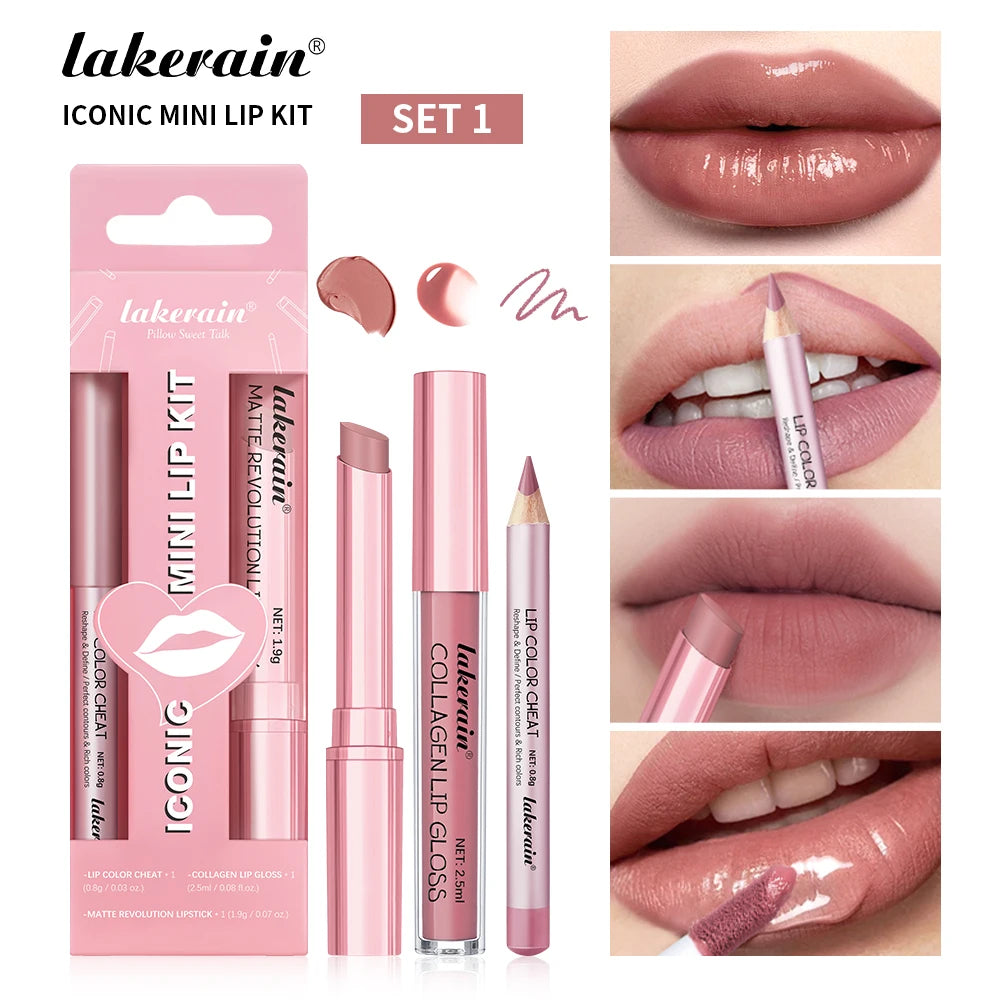 Lip Combo Matte Lipstick + Lip Liner Pen Lip Gloss Set - Zenflow Active