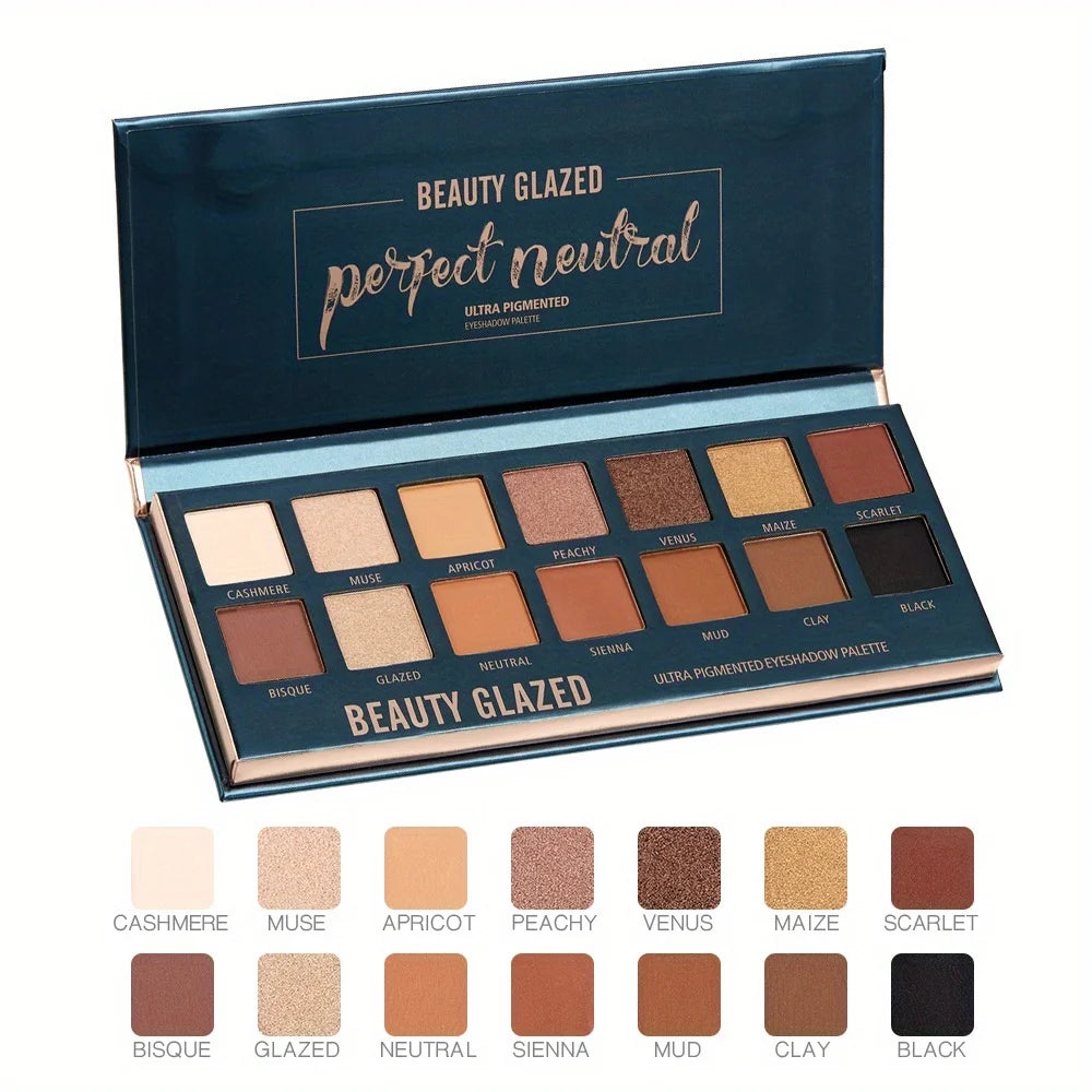 BEAUTY GLAZED 14-Colour Neutral Matte Eyeshadow Palette