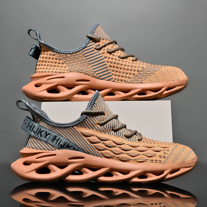 Men's Flyknit Casual Sneakers | Breathable Lightweight Lace-Up Trainers for Everyday Wear - Zenflow Active