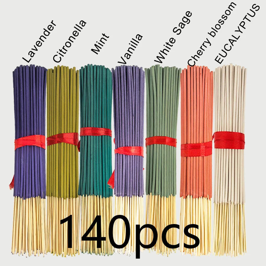 7 Sets of 140 Incense Sticks, Available in Four Seasonal Sets: Rose, Lavender, Sandalwood, Jasmine, Mint, Cherry Blossom, Herbal, and Dragon Blood Wood, with 20 Sticks Per Pack, Suitable for Home Use, Office, Yoga, Meditation - Zenflow Active