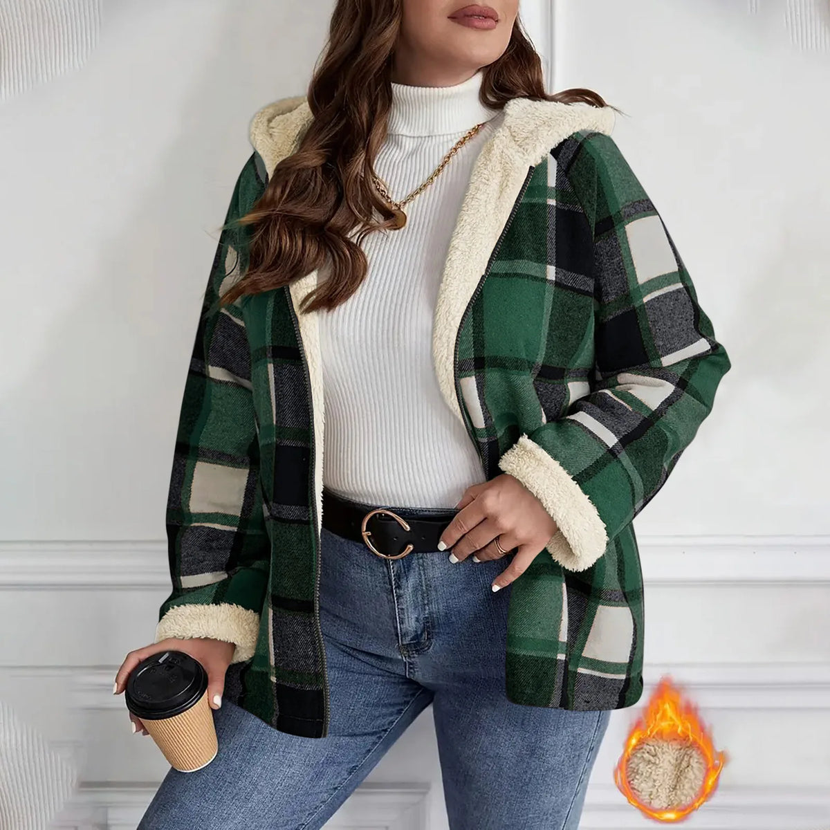 Women's Hooded Plaid Zip Jacket Zenflow Active