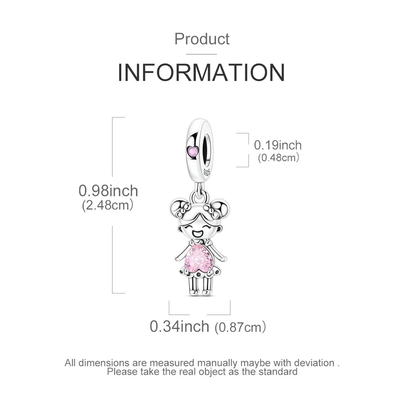 Original 925 Sterling Silver Bead Charms Girl Boy Pendant - Zenflow Active