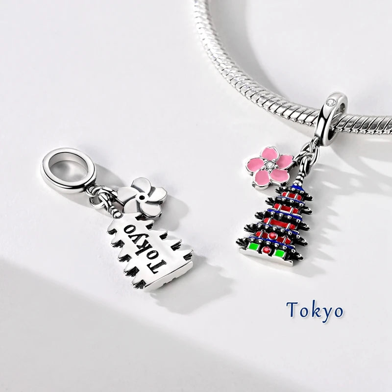 Fit Original Bracelet Charms DIY 925 Silver Tokyo Paris Rome Vienna Constructions Charm Beads Spring Festival Jewelry Gift - Zenflow Active