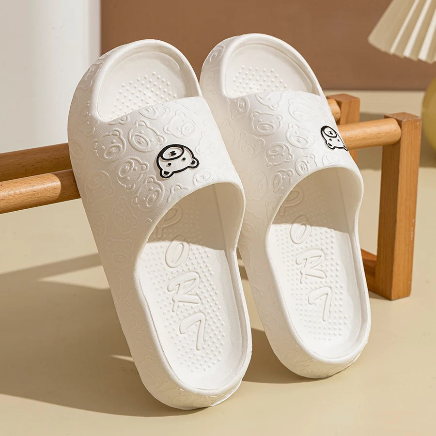 Little Bear Print Slippers — Soft, Non-Slip, Indoor Slides for Men & Women - Zenflow Active