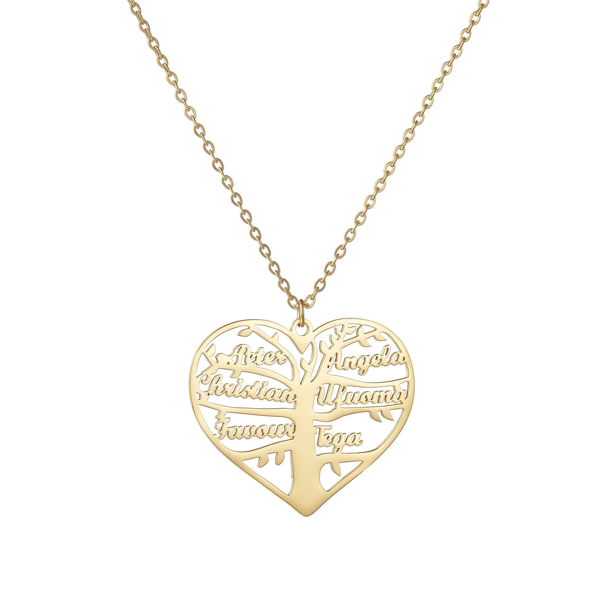 Acheerup Personalized Names Stainless Steel Necklace Custom 1-6 Names Family Life Tree Heart Chain Pendant Jewellery Women Gift - Zenflow Active
