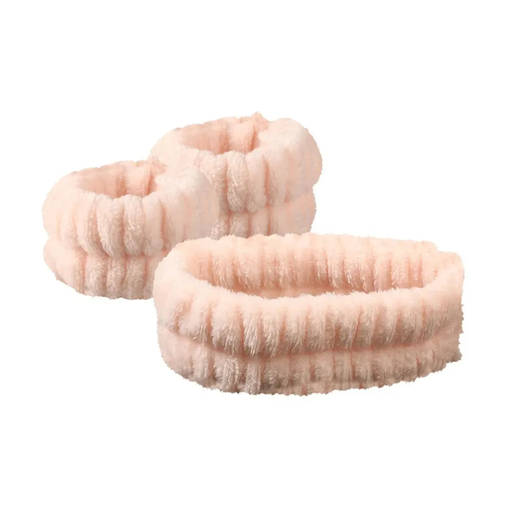 Bow Headband & Wristband Set | Soft Coral Fleece Hair Band for Washing, Yoga & Skincare - Zenflow Active