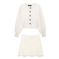 Knit Cardigan & High-Waist Mini Skirt Set - Zenflow Active