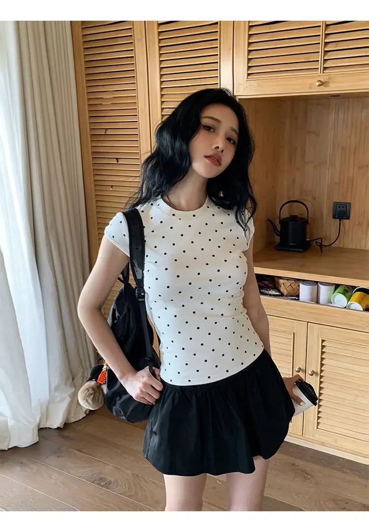 Polka Dot Slim Fit Short Sleeve Tee Zenflow Active