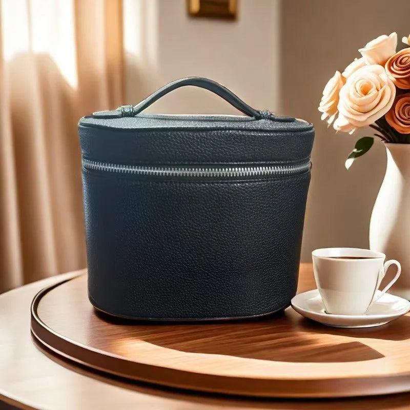 Large Capacity PU Leather Makeup Barrel Bag — Travel Organiser - Zenflow Active