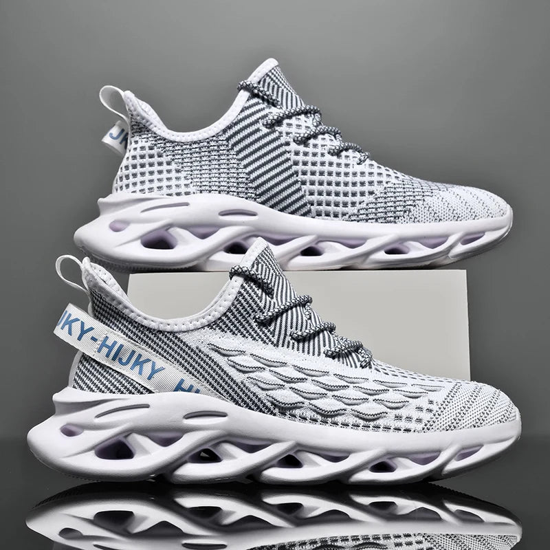 Men's Flyknit Casual Sneakers | Breathable Lightweight Lace-Up Trainers for Everyday Wear - Zenflow Active