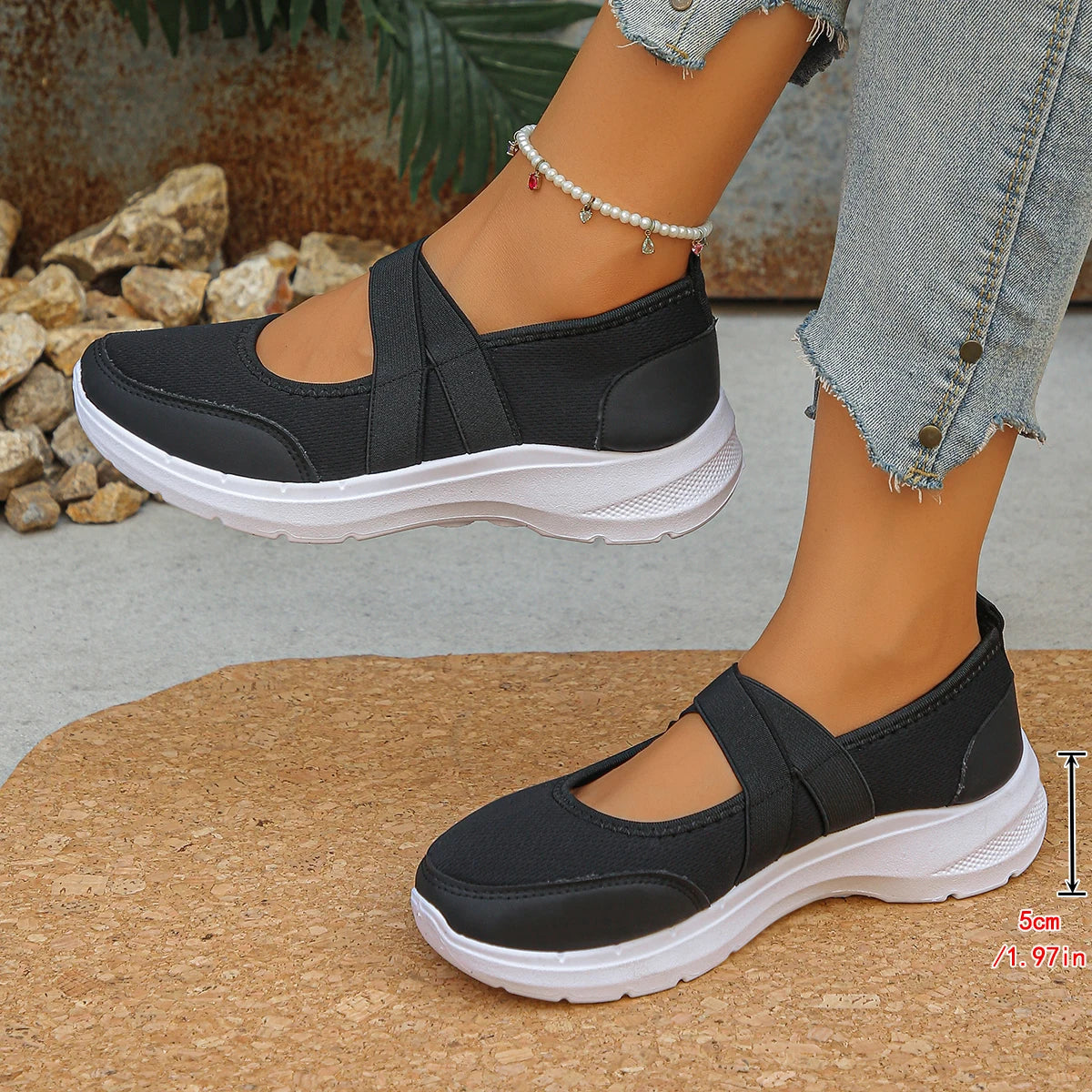 Women's Wedge Platform Pumps — Hook & Loop, Round Toe, Mid Heel, Casual Everyday - Zenflow Active