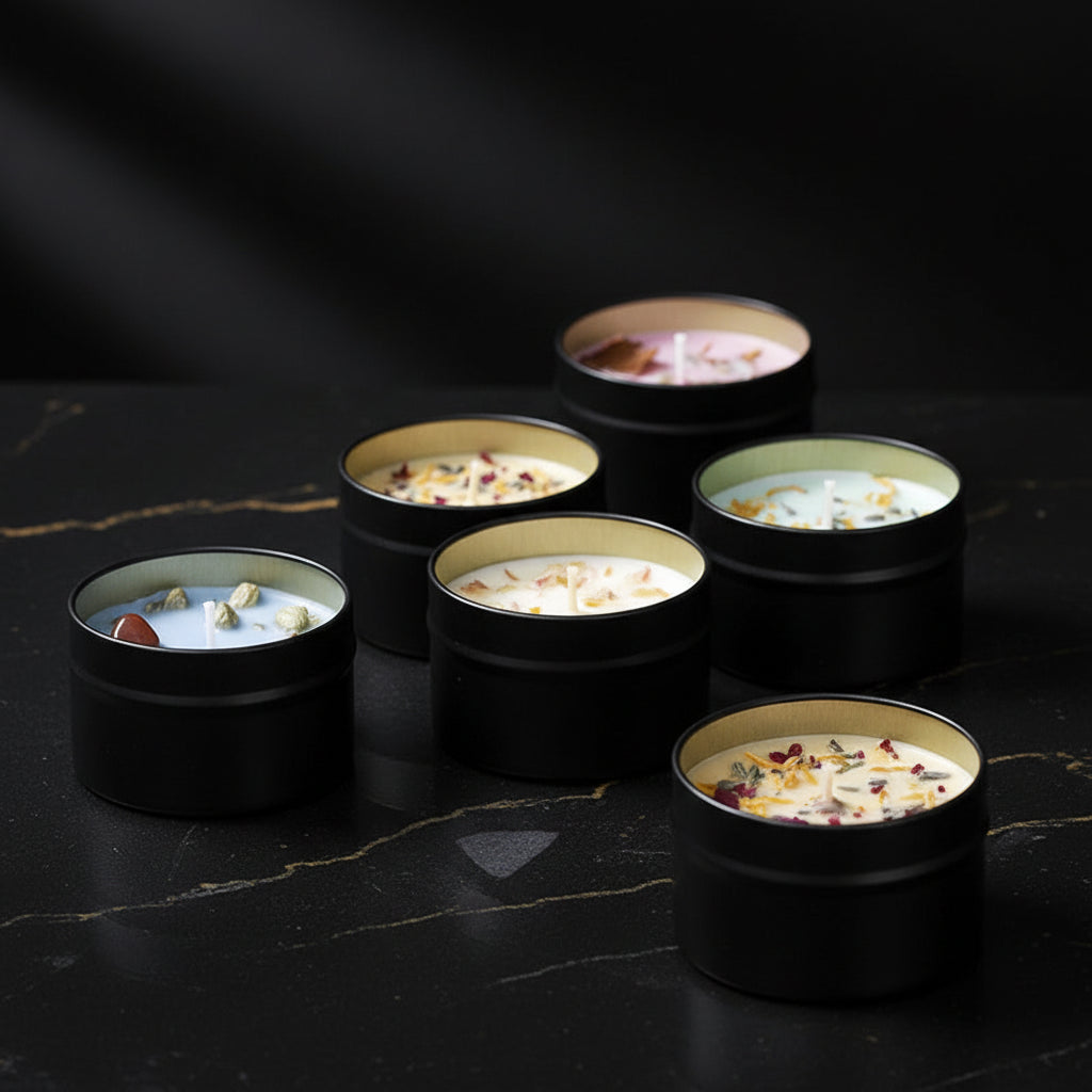 Crystal scented candles, high-end iron cans, soy wax, Zenflow Active