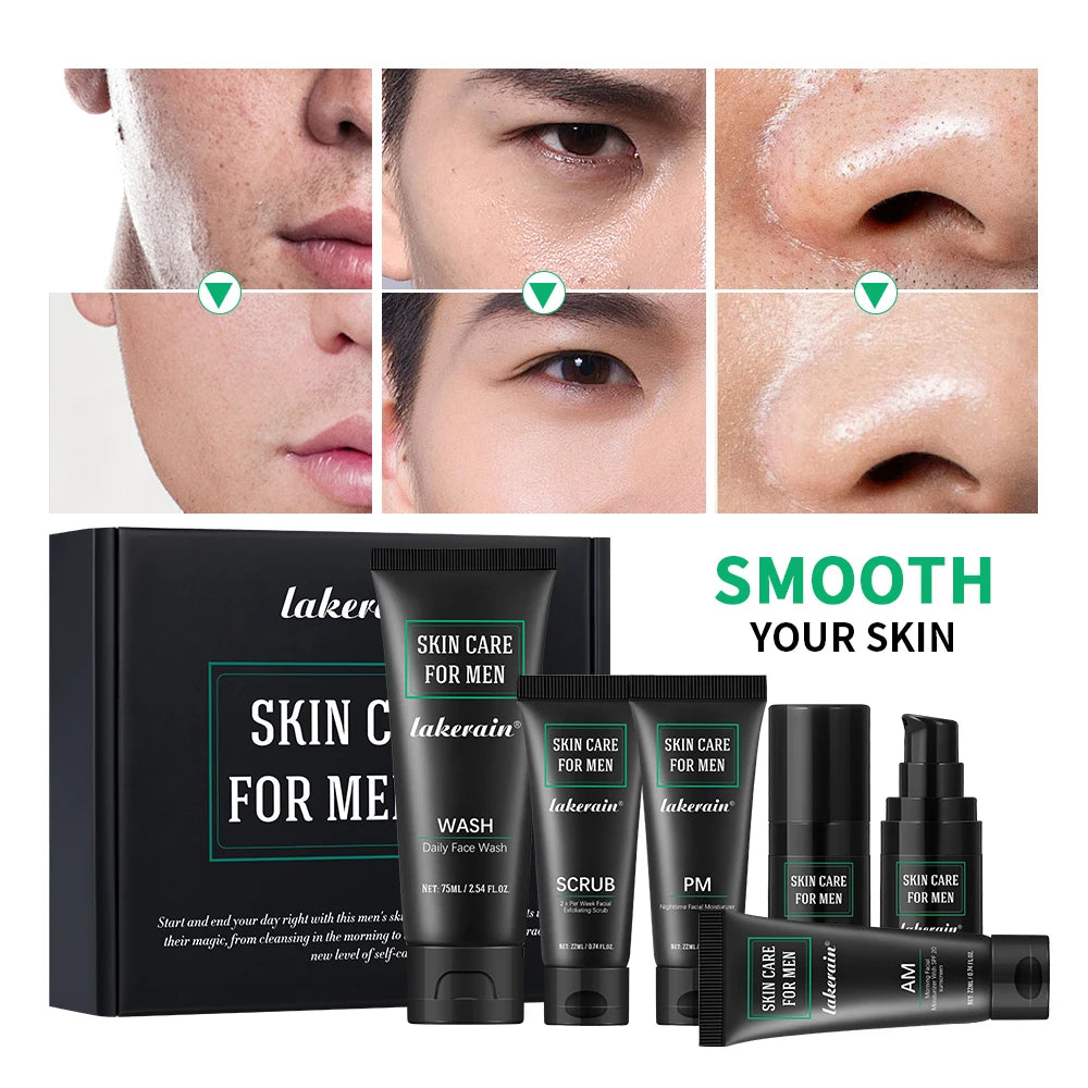 lakerain Men’s 6-Piece Skincare Set with SPF 20 Moisturiser - Zenflow Active