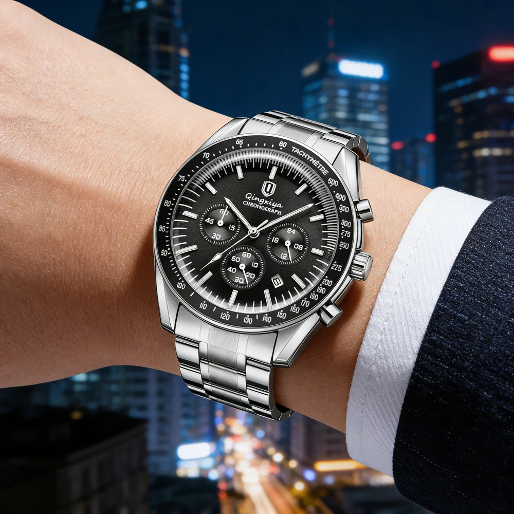 Men's Watch Calendar Business Quartz Watch Luxury Sport Waterproof Luminous Stainless Steel - Zenflow Active