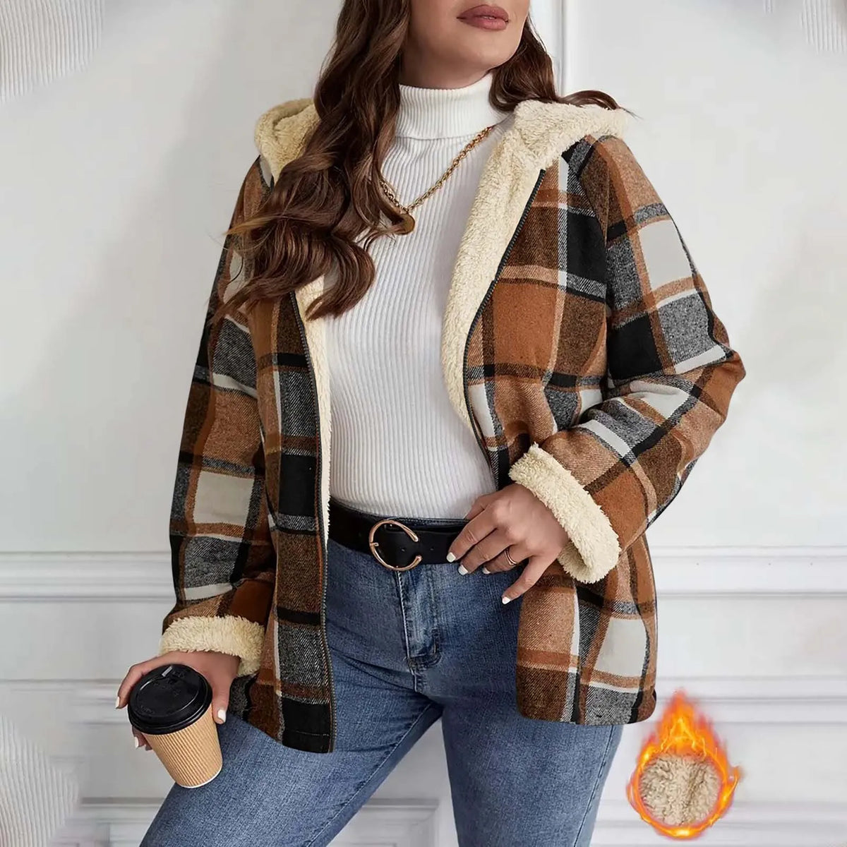 Women's Hooded Plaid Zip Jacket Zenflow Active