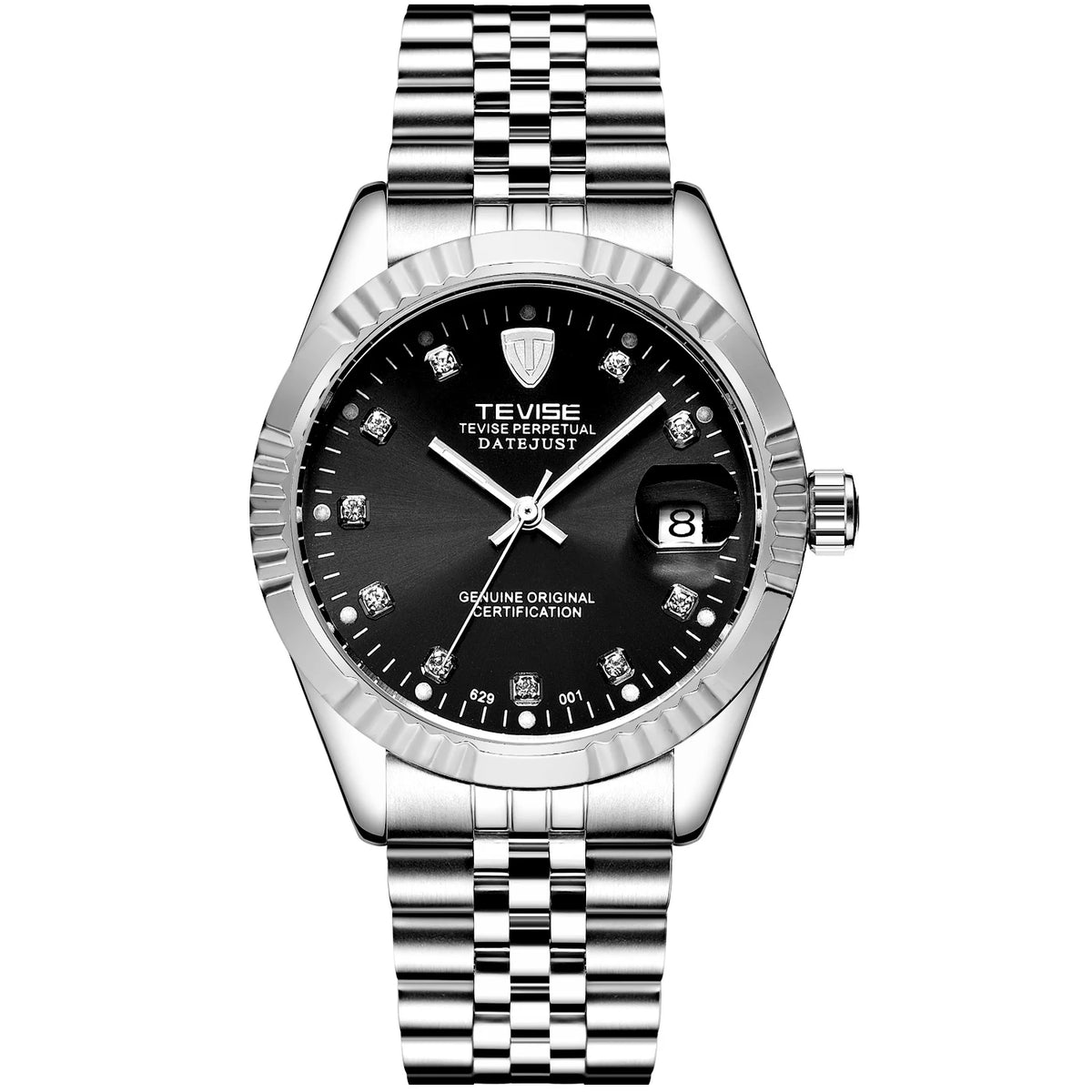 TEVISE T629 Automatic Mechanical Men's Watch — Diamond Detail, Date Display, Waterproof - Zenflow Active