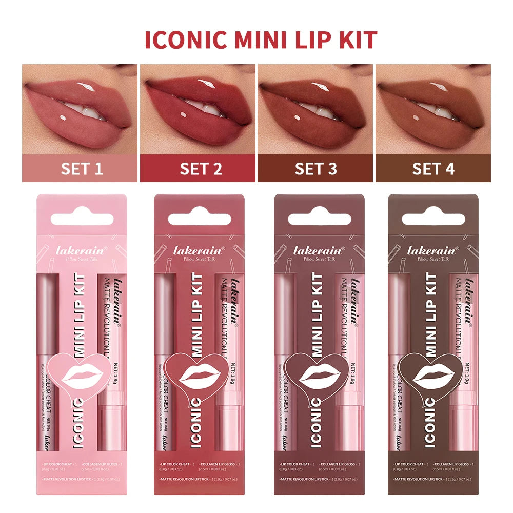 Lip Combo Matte Lipstick + Lip Liner Pen Lip Gloss Set - Zenflow Active