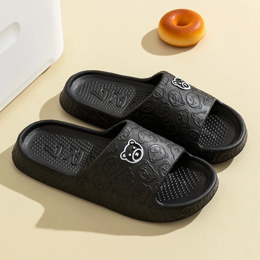 Little Bear Print Slippers — Soft, Non-Slip, Indoor Slides for Men & Women - Zenflow Active