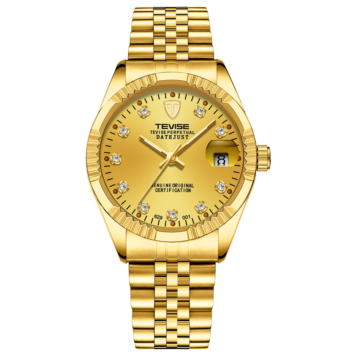 TEVISE T629 Automatic Mechanical Men's Watch — Diamond Detail, Date Display, Waterproof - Zenflow Active