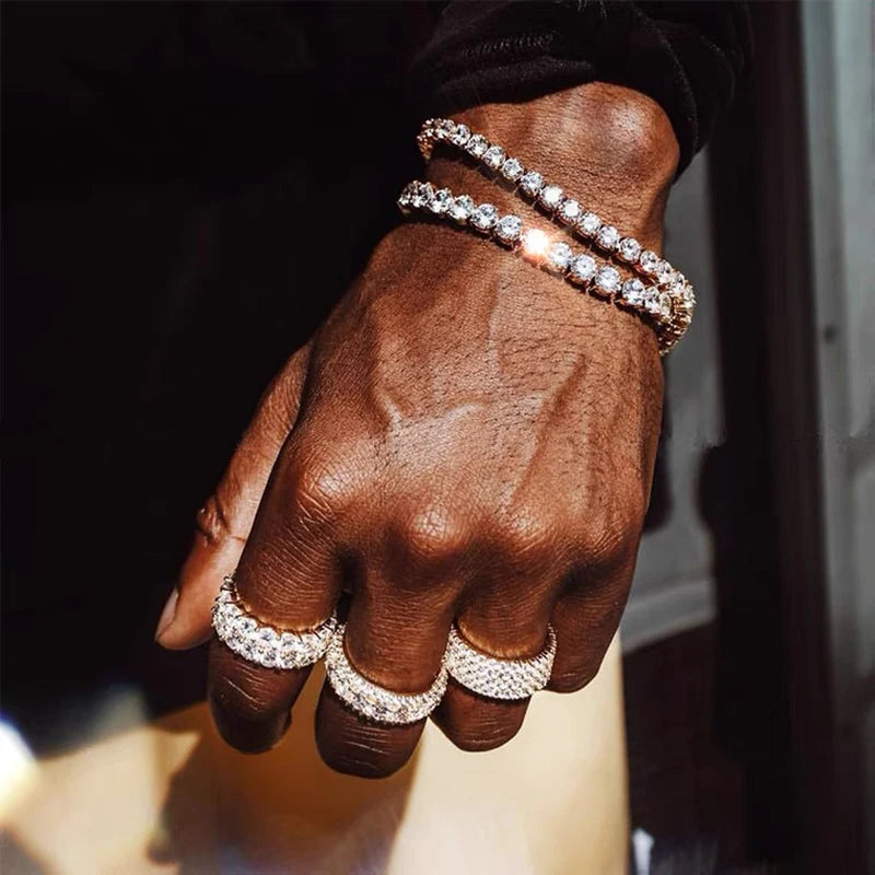 Men's Iced Out 4/5mm Cubic Zirconia Crystal Chain Bracelet Streetwear - Zenflow Active