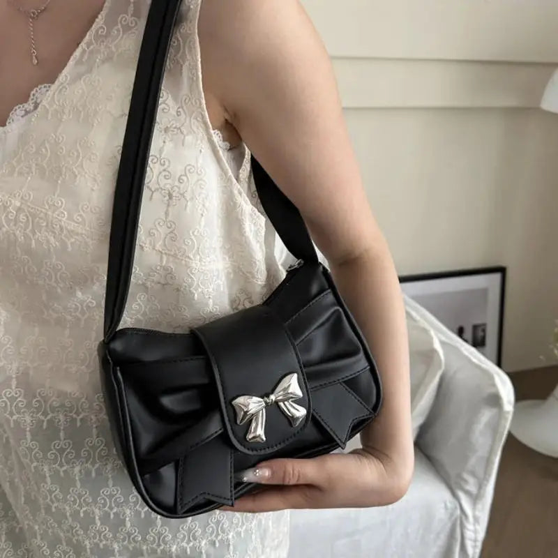 Bow Shoulder Bag Handbag Casual Underarm Bag PU Leather - Zenflow Active