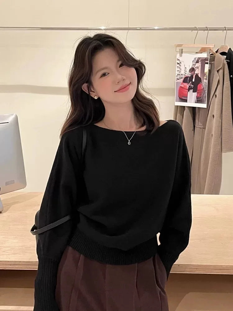 Women’s Slash-Neck Knit Sweater