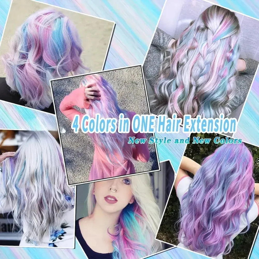 3/5/8/10pcs Set,Hair Extensions for Women 22" Curly Synthetic Hair, Perfect for Christmas Gift & Halloween Parties - Zenflow Active